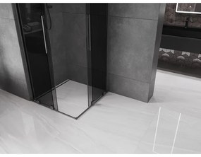 Mexen Velar Duo, sprchový kút s posuvnými dverami 80 x 80 cm, 8mm šedé sklo, brúsený grafit, 871-080-080-42-95