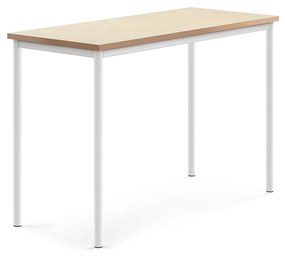 Stôl SONITUS, 1400x600x900 mm, linoleum - béžová, biela