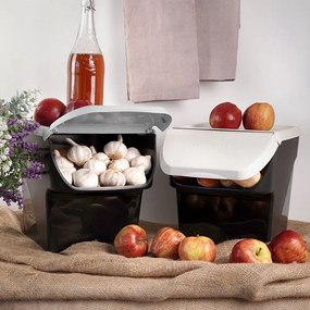 VILDE Úložný box na zemiaky a cibuľu s vetraním, VEGBOX sivý (14l - 10kg zemiakov)