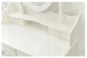 SUPPLIES RETRO toaletný stolík s taburetkou - biely