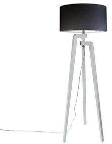 Stojací lampa statív biela s tienidlom 50 cm čierna - Puros