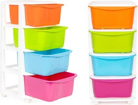 Pojazdný regál so 4 zásuvkami na kolieskach, plastový