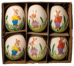 Set maľovaných vajíčok so zajacmi 6 ks