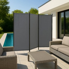 MultiGarden Skladací 3-panelový paraván, zástena 167x164 cm - sivá MultiGarden