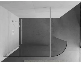 Mexen Kioto, zaoblená sprchová zástena 100 x 200 cm, 8mm číre sklo, biely profil, 800-100-101-20-06