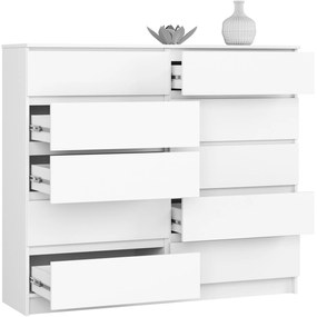 Komoda Kuba 140 cm 10 zásuviek biela