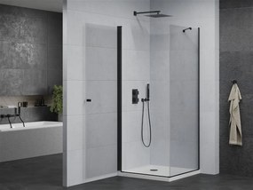 Mexen Pretoria, sprchovací kút 90 (dvere) x 90 (stena) cm, 6mm číre sklo, čierny profil + biela sprchová vanička, 852-090-090-70-00-4010B