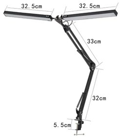 LED Stolná lampa s klipom 2xLED/10W/230V 2800-6800K
