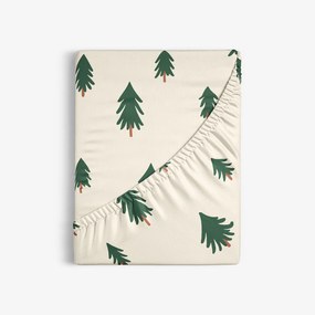 Goldea vianočná bavlnená napínacia plachta - stromčeky na režnom 200 x 200 cm