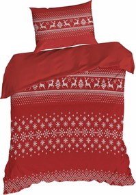 VIANOČNÉ OBLIEČKY Z MIKROVLÁKNA NOEL2 200X220 CM, 2KS 70X80 CM ČERVENÉ