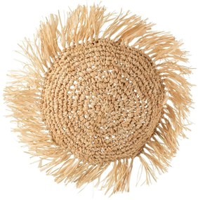 Dekoračný okrúhly vankúšik z prírodnej trávy Raffia natural - 45*15*45 cm