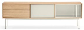 Krémovobiela TV komoda v dubovom dekore Teulat Yoko
