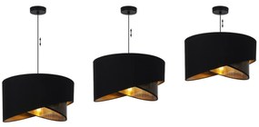 Závesné svietidlo Asti Duo, 1x PVC/čierne textilné tienidlo, (fi 45cm), g, b