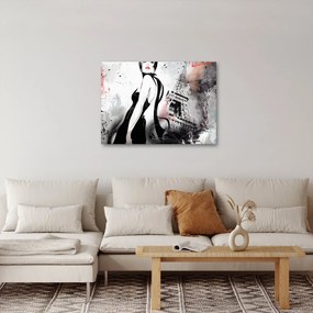 Obraz - Lady a Eiffelova veža (70x50 cm)