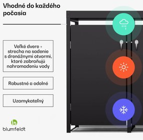 Blumfeldt BinSafe, box na odpadky, 4 odpadkové koše, 240 l, uzamykateľný, pozinkovaná oceľ odolná voči poveternostným vplyvom