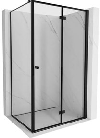 Mexen Mist-F T, 1-krídlový skladací sprchový kút pravý 120 x 70 cm, číre sklo-čierny rám, 8A6T-120-070-70-70-P