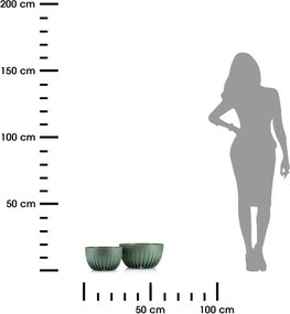 PLASTOVÝ KVETINÁČ STRIPPED ECO SADA 2KS 16X30 CM+15X24 CM ZELENÁ