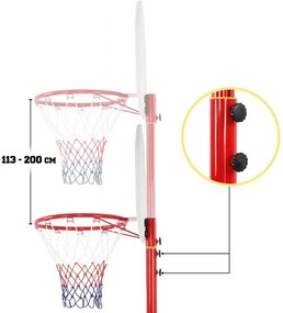 Basketbalový kôš s kolieskami, nastaviteľný 113 - 236 cm