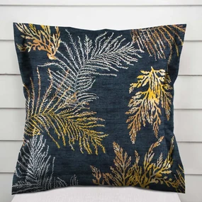 Biante Zamatová obliečka na vankúš s lemom Tamara TMR-005 Papradie na modrosivom 50 x 60 cm