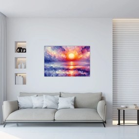 Obraz - Farebný umelecký západ slnka (90x60 cm)