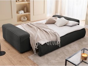 Tmavosivá menčestrová rozkladacia/s úložným priestorom pohovka 260 cm Justin – Ropez