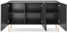 KOMODA EDEN ČIERNOŠEDÁ + MRAMOR 144 cm