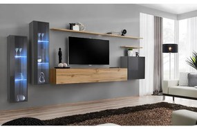 Obývacia stena Switch Sklo +LED XI Grafit/Wotan