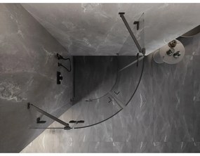 Mexen Lunar, polkruhový výklopný sprchový kút 80 x 80 cm, 8mm číre sklo, pištoľovo sivý kartáčovaný - 833-080L-080P-66-00
