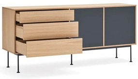 Antracitovosivá komoda v dubovom dekore Teulat Yoko, šírka 180 cm