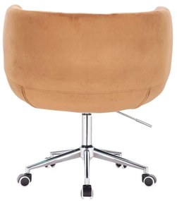 LuxuryForm DESIGN Kreslo MONTANA VELUR na striebornej podstave s kolieskami - hnedé
