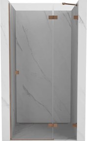 Mexen Lunar, výklopné sprchové dvere pravé 80 cm, 8mm číre sklo, medený matný profil, 834-080-000-65-00-P