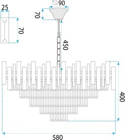 Toolight Toolight, krištáľové závesné svietidlo 60cm, 8xE14, G052-CP, zlatá, OSW-08946