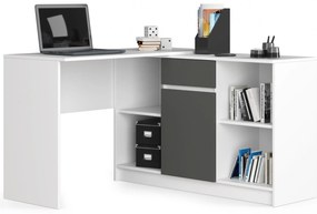 Rohový PC stolík Bahar (biela + sivá). Akcia -20%. Vlastná spoľahlivá doprava až k Vám domov. 1128849