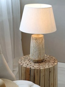 Stolová lampa s drevenou základňou a ľanovým tienidlom Pipp - 37*57 cm/ E27