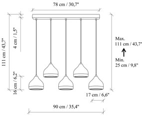 Luster na lanku YILDO 5xE27/40W/230V biela/zlatá
