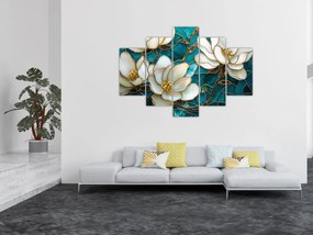 Obraz - Vitráž s magnóliou (150x105 cm)