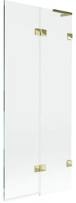 Mexen Lunar L, 2-krídlová vaňová zástena pravá 80 x 150 cm, číre sklo, zlatá lesklá, 897L-080-100-50-00-P