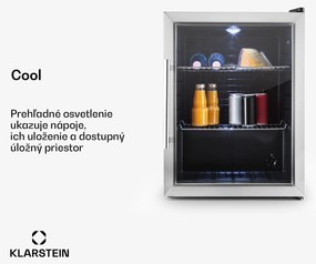 Klarstein Beersafe XL, chladnička, 60 l, energet. trieda D, sklenené dvierka, nehrdzavejúca oceľ