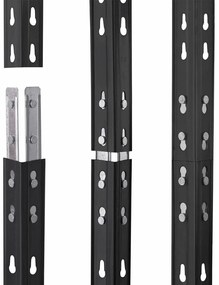 Bezskrutkový kovový regál RIVET, 180x180x60 cm, 4x sieťová drôtená polica, antracitová sivá