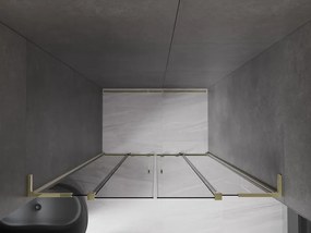 Mexen Velar L Duo, posuvné sprchové dvere do otvoru 140 cm, 8mm šedé sklo, zlatá lesklá, 871-140-003-42-50