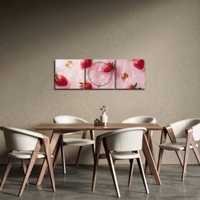 Obraz - Jahody v bublinách (s hodinami) (90x30 cm)