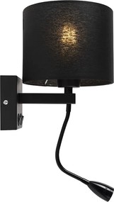 Moderná nástenná lampa čierna s čiernym tienidlom - Brescia