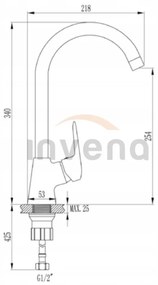 Invena Corso, stojanková drezová batéria s otočným ramenom, čierna, BZ-81-L04-X