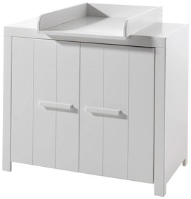 Biela nízka detská komoda z borovicového dreva s prebaľovacím pultom 100x96 cm ERIK – Vipack