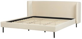 Zamatová posteľ 180 x 200 cm béžová ARETTE Beliani