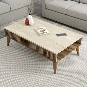 Konferenčný stôl Milan - Walnut, Travertine