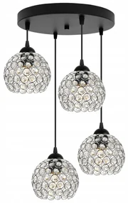 Závesné svietidlo Crystal, 4x strieborné krištáľové tienidlo, o