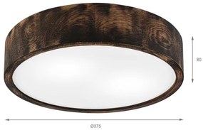 Stropné svietidlo OAK SMOKY 2xE27/15W/230V, pr. 37,5 cm, dub/tmavohnedá