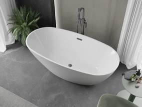 Mexen Eris, voľne stojaca vaňa 180 x 80 cm, biela, brúsený grafit prepad, 53441808000-95