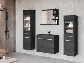 Kúpeľňový nábytok Apogon I, Farby: čierny grafit, Sifón: so sifónom, Osvetlenie: osvetlenie LED biele, Umývadlová batéria: nie